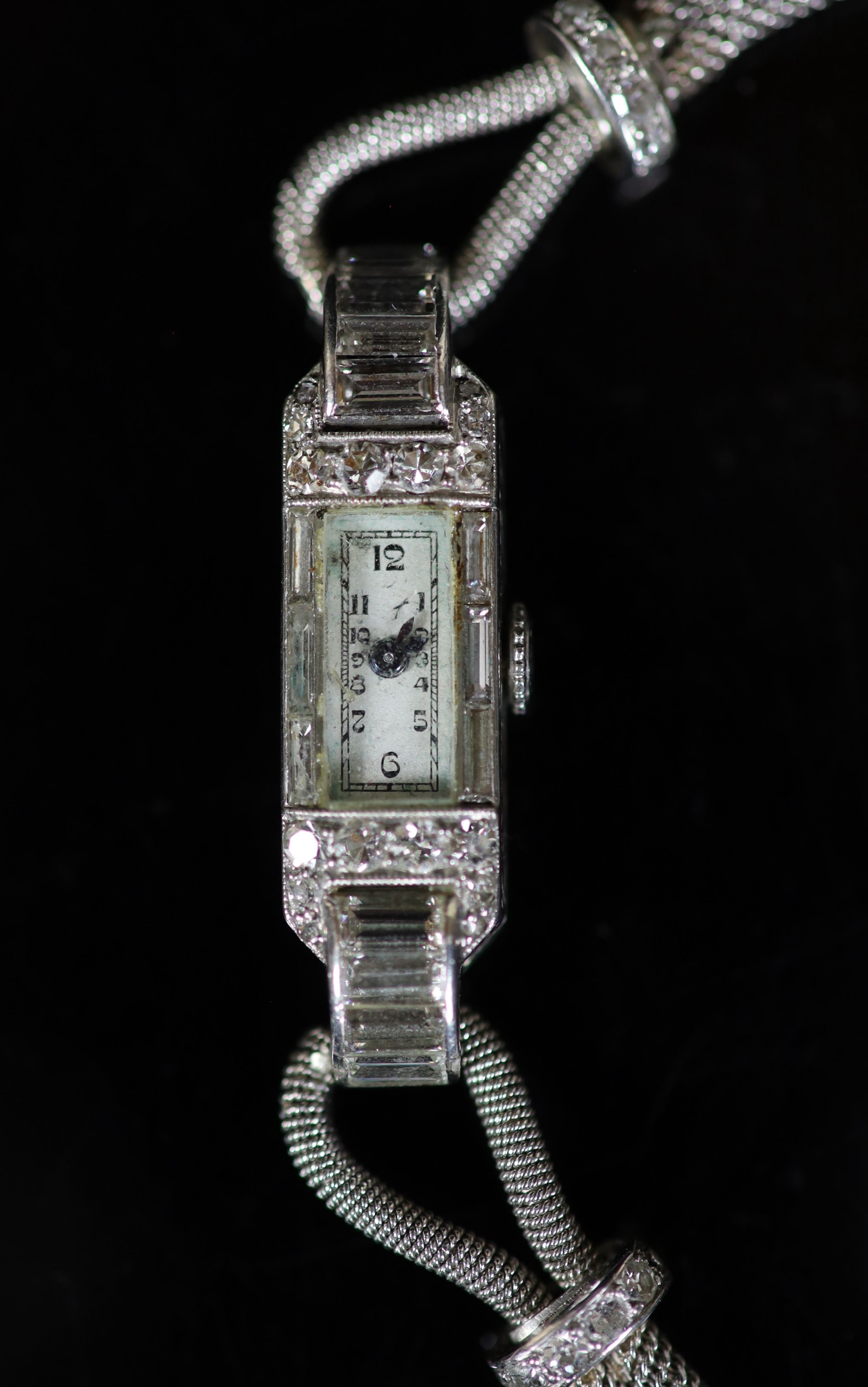 A lady's 1930's French Boucheron platinum and diamond set cocktail watch